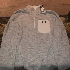 XXL Mens Under Armour 3/4 Buttoned Sweatshirt Gray